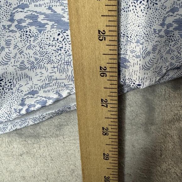 Henri James Shirt Mens XL Short White Blue Abstract Print Hyper Stretch Casual - Picture 11 of 11